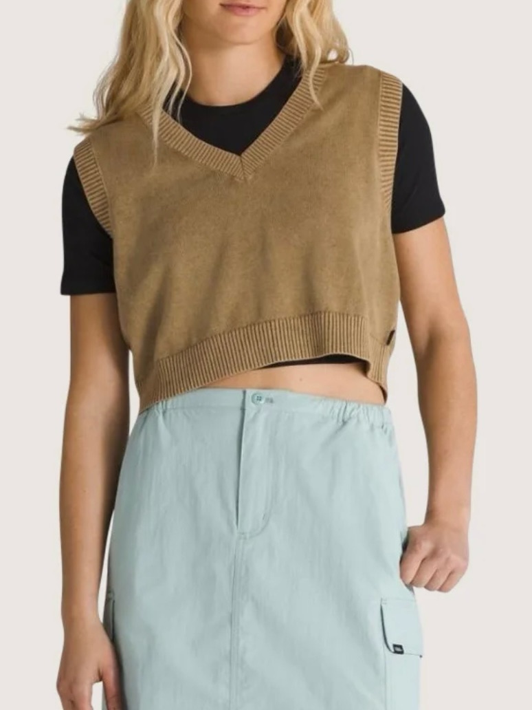 Vans Sleeveless Knit Vest In Tan Women Xl